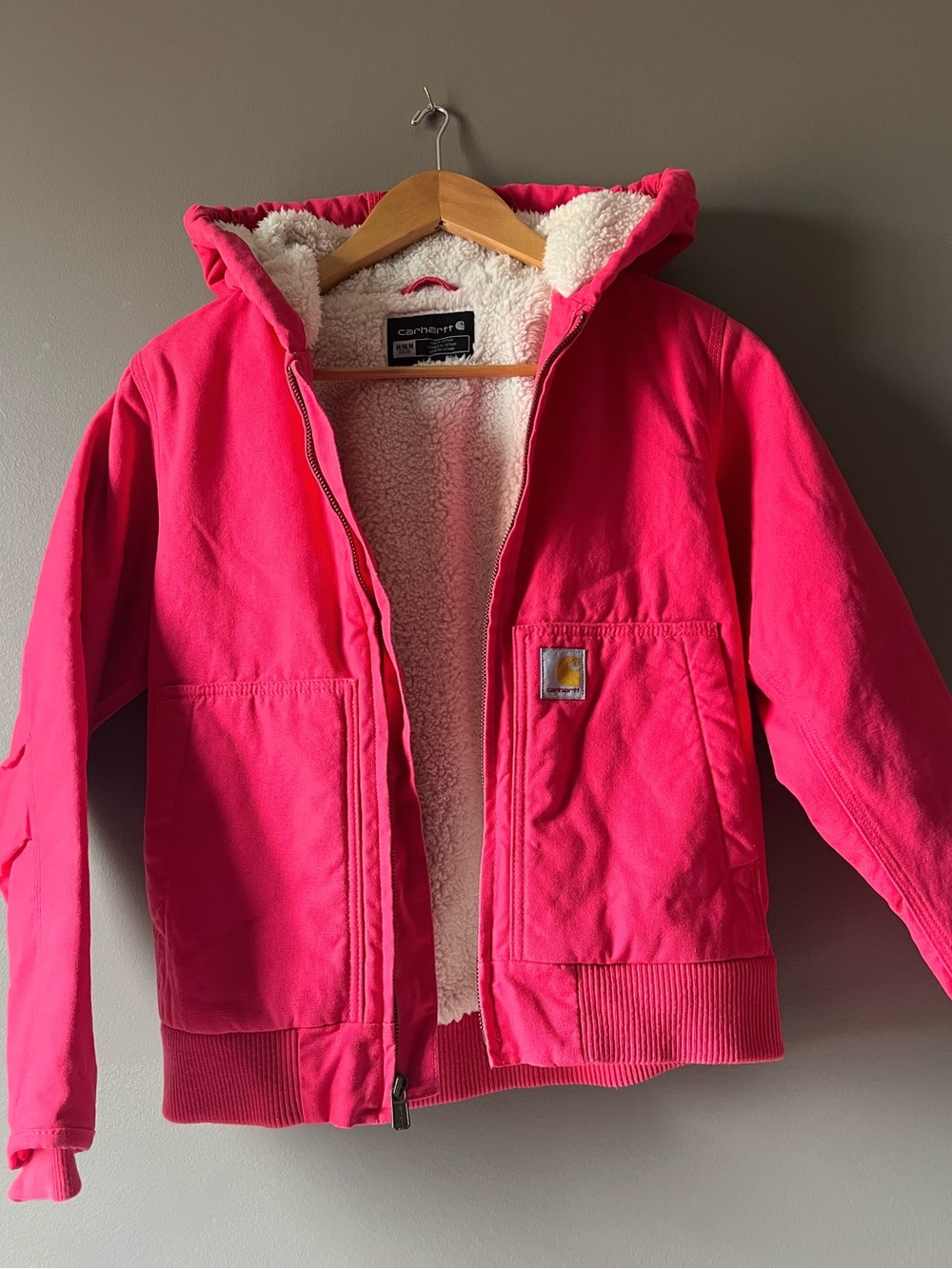 Girl’s Carhartt Hot Pink Sherpa-Lined Hooded Jacket